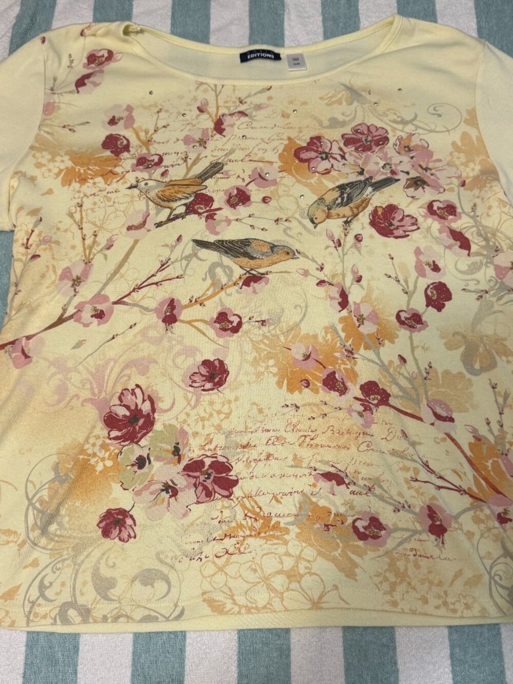 Basic Editions - Embossed Floral Tee Shirt - Size XL